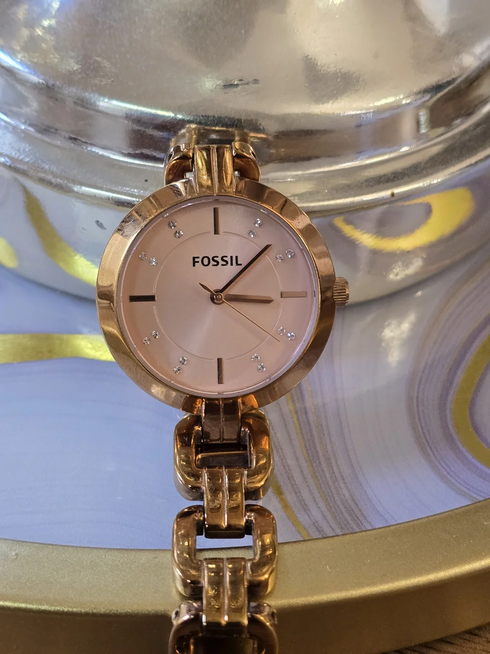 Fossil Women's Rose Gold Crystal Dial Bracelet Watch